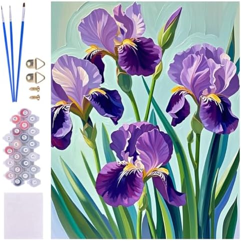 ACIOPPL Paint by Numbers for Adults Beginner Purple Iris Flower 16 x 20Inch - Image 3