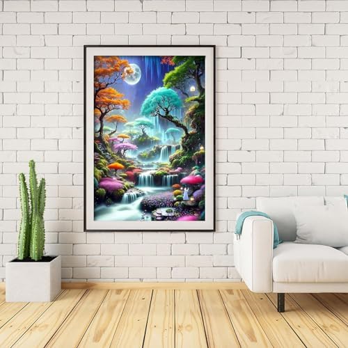 MIRCVSH Moon Forest Paint by Numbers Kits for Adults Beginners-Plant Paint by Number for Adults with Wooden Framed,Paint by Numbers for Adults Home Wall Decoration and Gifts 12X16 inch - Image 3