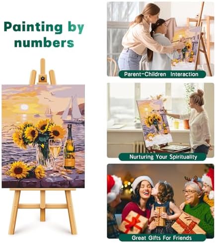 Possoco Paint by Numbers Kit for Adults Beginner, Sunflower Adult Paint by Number Kits on Canvas, Landscape DIY Acrylic Watercolor Oil Paint by Number for Adults Teens for Home Decor Gift 16x20 Inch - Image 6