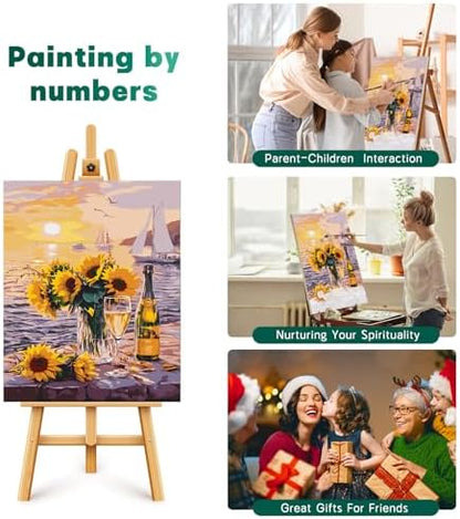 Possoco Paint by Numbers Kit for Adults Beginner, Sunflower Adult Paint by Number Kits on Canvas, Landscape DIY Acrylic Watercolor Oil Paint by Number for Adults Teens for Home Decor Gift 16x20 Inch - Image 6