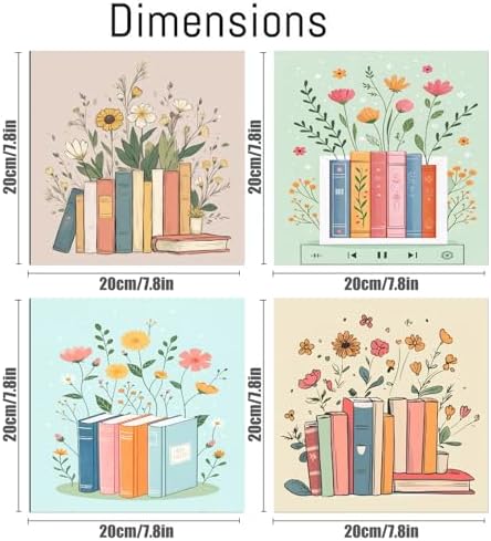 Canrichshop 4 Pcs Book Paint by Numbers Kit for Adults & Ages Over 12,Framed Books Adults' Paint-by-Number Kits, DIY Painting by Numbers for Adults Flowers for Decor Present 8X 8 in - Image 2