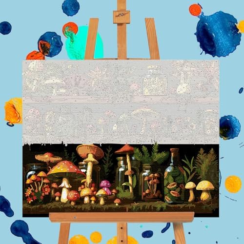 Paint by Numbers Kit for Adults, Mushroom DIY Acrylic Canvas Painting Set - Image 4