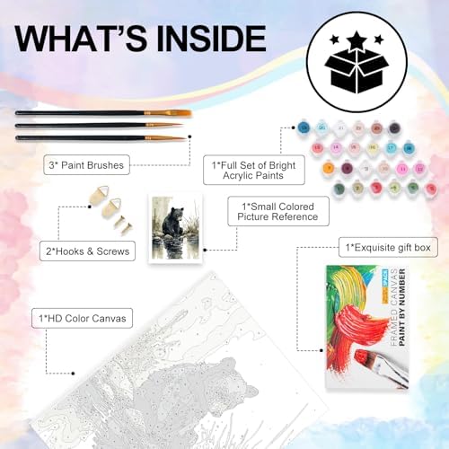 Yezavesu Bear Framed Paint by Numbers Kit for Adults Beginner - Image 4