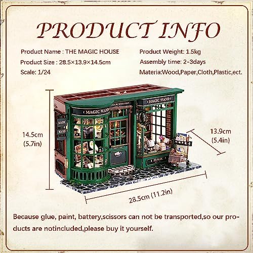 CUTEBEE DIY Miniature Dollhouse Kit, DIY Wooden Dollhouse Kit Miniature House Kit, Mini House Model for Adults and Teens, Creative Room Decorations, Gifts Idea for Family and Friends（Magic House - Image 4