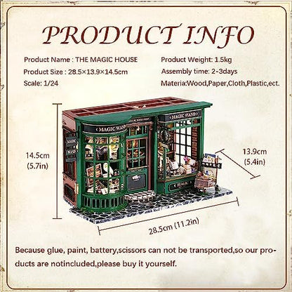 CUTEBEE DIY Miniature Dollhouse Kit, DIY Wooden Dollhouse Kit Miniature House Kit, Mini House Model for Adults and Teens, Creative Room Decorations, Gifts Idea for Family and Friends（Magic House - Image 4
