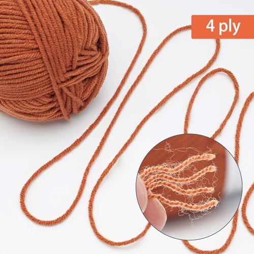 NICEEC 300g Soft Assorted Colors Yarn 100% Acrylic 870yds -Caramel - Image 4