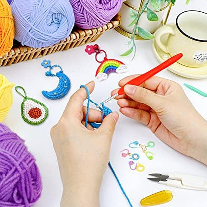 20 Large Acrylic Yarn Skeins-105 PCS Crochet Kit with Hooks Yarn Set, Premium Bundle Includes 2000 Yards Yarn Balls, Needles, Accessories, Ideal Starter Pack for Adults Beginner Professionals - Image 6