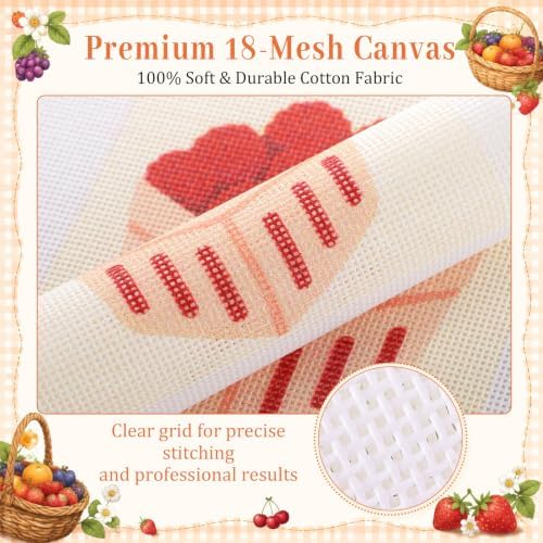 Irenare 3 Sets Fruit Needlepoint Kit for Beginners Embroidery Cross - Image 4