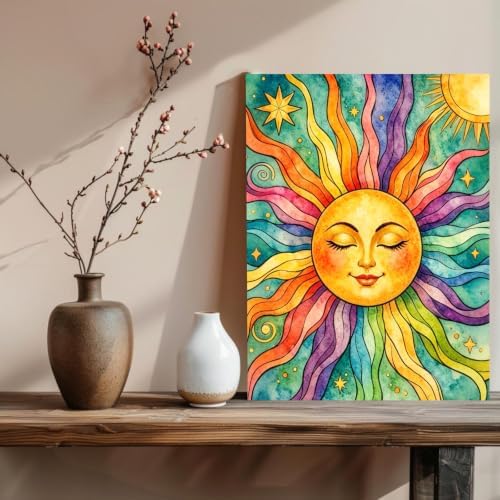 xcemhil Sun Paint by Numbers Kit for Adults Beginner, Summer Paint by Numbers for Adult, Acrylic Paint by Number Kits Suitable for Home Wall Art Decor Gifts 16x20 Inch - Image 2
