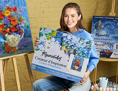 Figured'Art Paint by Number Adult with Orange and Purple Bouquet Frame – Manual Activity Kit DIY Art Number – 40 x 50 cm Stretched Canvas on Frame - Image 2