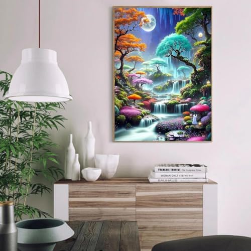 MIRCVSH Moon Forest Paint by Numbers Kits for Adults Beginners-Plant Paint by Number for Adults with Wooden Framed,Paint by Numbers for Adults Home Wall Decoration and Gifts 12X16 inch - Image 4