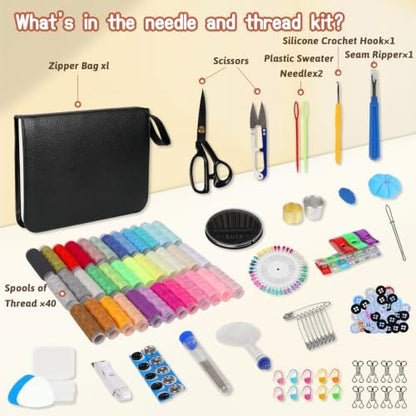 Hoarecal Sewing Kit for Adults, 241 Pcs Upgraded Needle and Thread Kit Hand Travel Sewing Supplies Repair Kits for Home Dorm College Beginners - Gifts for Mom Grandma - Image 7