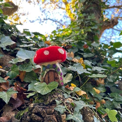 Wizardi Beginner Needle Felting Kit for Adults - Small Toadstool House. Fantasy Felting Kit 10cm Tall. Felting Tools. Wool Felting Supplies. Felt Crafts. Wool Felt. The Makerss - Image 3