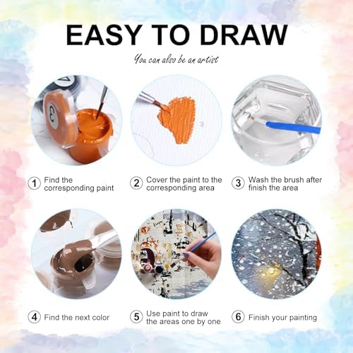 6 Pack Paint by Numbers Kit for Adults Beginner Street Scenery, 10x14 Inch - Image 5