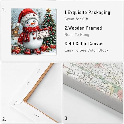 VIGEGU 2 Pack Christmas Paint by Numbers Kit for Adults with Framed,Snowman Truck House Paint by Number DIY Winter Christmas Aurora Landscape Adult Paint by Number Kits for Wall Decor 10x10in - Image 5