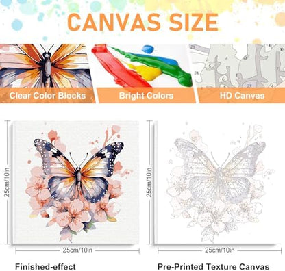 Offito Framed Paint by Numbers Kit for Adults Beginners, Butterfly Flowers - Image 2