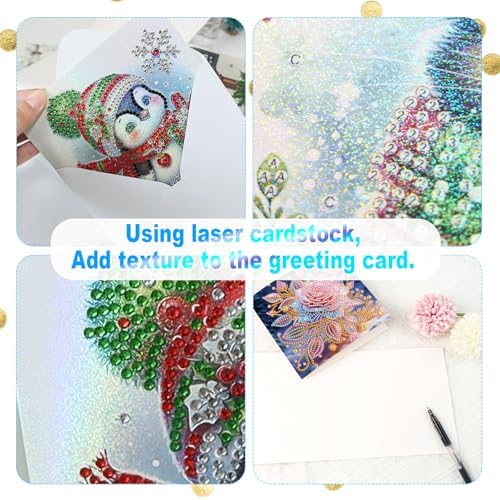 LazyFold 6Pcs DIY Diamond Art Painting Greeting Cards with Envelopes, Pink Rose All Occasion Note Card Kit for Women, Handmade Thank You Birthday Friendship Cards Gift - Image 4
