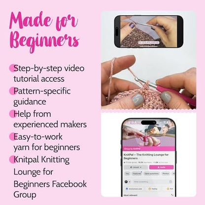 KnitPal Weekend Wrap Scarf Crochet Kit for Beginners (Baby Pink) - Image 5