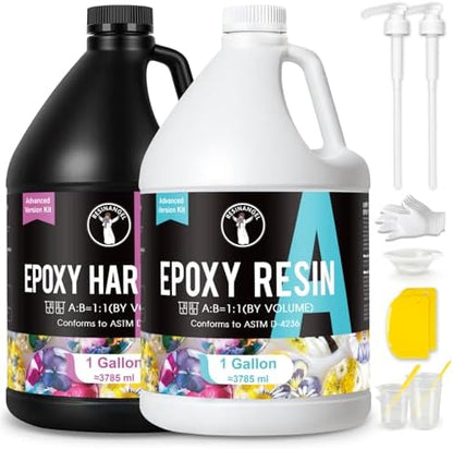 ResinAngel 2 Gallon Epoxy Resin with Pump,1:1 Ratio Crystal Clear,High Hardness,Non-Yellowing for Casting Coating, Countertop, Table top, Wood, Art DIY Handcraft Jewelry by ResinAngel