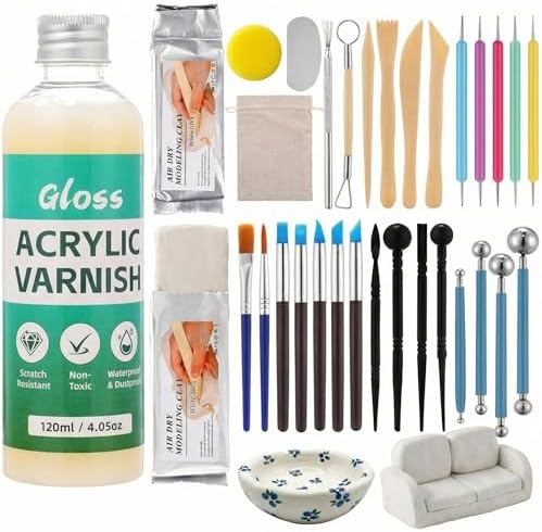 Yoonotee 2.2 Lbs Air Dry Clay for Adults with 26 Pcs Sculpting Tools Kit by Unknown