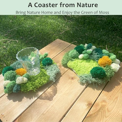 msamiagfn Latch Hook Kits for Adults Beginners with 3D Moss Design Coasters, 2 Pack - DIY Craft Hobbies for Women - Image 2