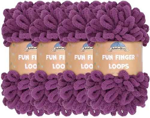 JubileeYarn Fun Finger Loops Yarn - Berry Blast - 4 Skeins by BambooMN