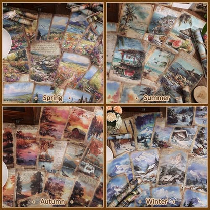 160 Sheets Vintage Scrapbook Paper Set - 8 Nature Impressions Themed Aesthetic Natural Scenery Patterns, Journaling Scrapbooking Supplies Craft Decoupage Papers Kit, for Junk Journals Collage Making - Image 4