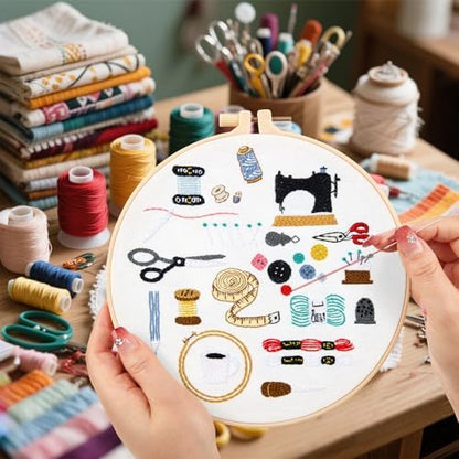 Crafmanoe Hand Embroidery Kits for Beginners Adults, Crewel Embroidery DIY Kits, Stamped Cross Stitch Kits for Beginners Adults Craft Kits for Women, Entire Set of Embroidery Supplies & Video Tutorial - Image 7