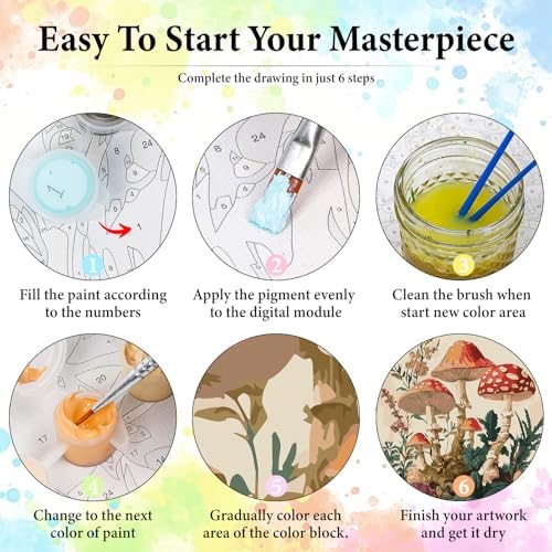 Dawnsphere Mushroom Paint by Numbers Kit for Adults Without Frame 16x20 in - Image 6