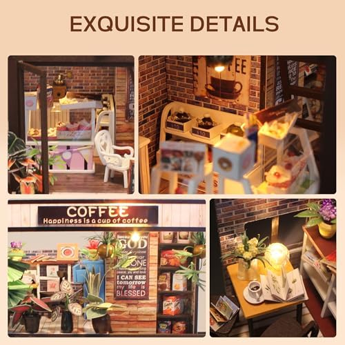 Flever Dollhouse Miniature DIY House Kit Creative Room with Furniture for Romantic Valentine's Gift(Time of Coffee) - Image 5
