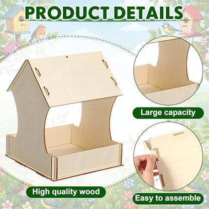 DoubleFill 36 Pack Wooden Bird Feeder Kits, DIY Bird House Kits, Build and Paint Craft for Adults, Unfinished Birdhouse Wood Craft for Educational Fun Art Outdoor Activities Gift - Image 3