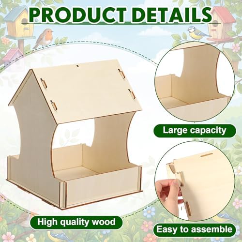 DoubleFill 6 Pack Wooden Bird Feeder Kits, DIY Bird House Kits, Build and Paint Craft for Adults, Unfinished Birdhouse Wood Craft for Educational Fun Art Outdoor Activities Gift - Image 3