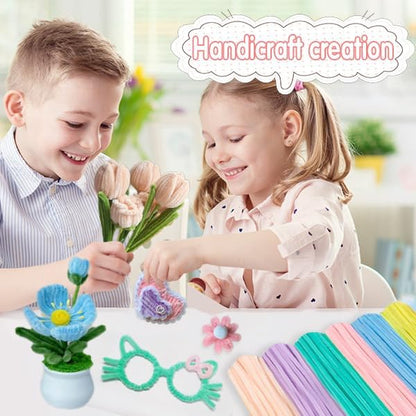 AHAMETON 620Pcs Macaron Color Pipe Cleaners Flower Kit,Chenille Stems Craft - Image 5