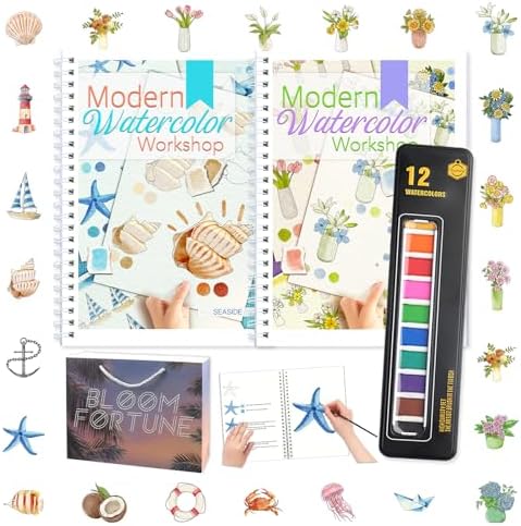 apolyone 2-Pack Beginner Watercolor Workbooks by apolyone