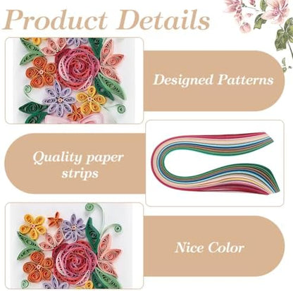 WEBEEDY 20 Sets DIY Bouquet Quilling Greeting Card Kit Paper Quilling Kit with Instruction for Adults Beginners 5 Styles Flower Combinations Card Making for Wedding Anniversary Birthday - Image 3