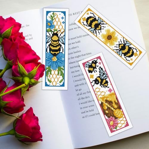ORIGACH 6 Set Bees Cross Stitch Bookmark Kit for Beginner - Image 6