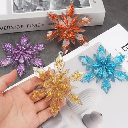4 Pcs Snowflake Resin Molds, 3D Christmas Snowflake Molds, Christmas Epoxy Resin Mold for DIY Winter Xmas Pendant Decoration - Image 4
