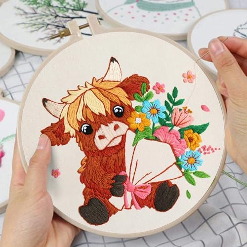 Nuberlic Highland Cow Embroidery Kit for Beginners - Image 2