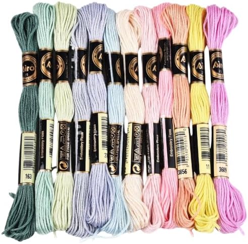 12 Skeins 6 Ply Candy Color Embroidery Floss for Hand Sewing by CABODYALS