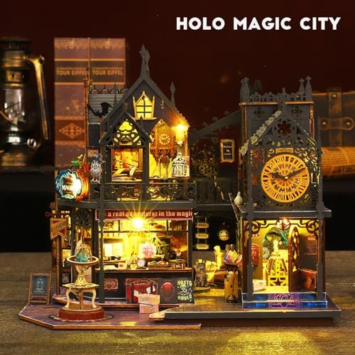 Spilay DIY Miniature Dollhouse Kit,DIY Dollhouse Kit with Wooden Furniture,Dust Proof Cover, Music Box and LED,Handmade Crafts Gifts for Birthday Christmas and Valentine's Day - Image 2