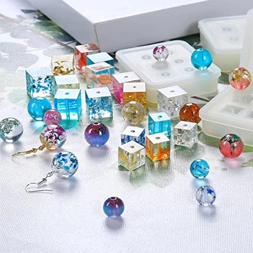 FineInno 4Pcs Beads Resin Molds,Sphere,Round Silicone Mold with Hole,Epoxy Casting Mold DIY Gemstone,Bracelet,Necklace,Earrings,Jewelry Making - Image 3