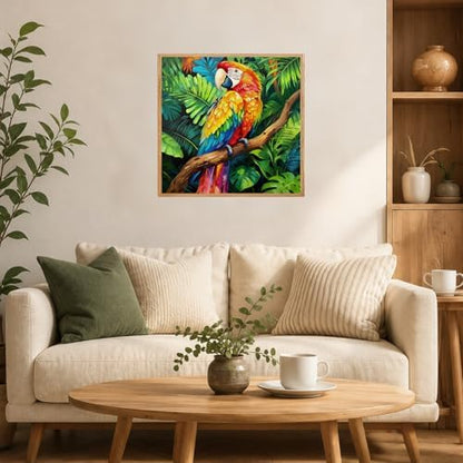 AUKELHJ Framed Paint by Numbers Kit for Adults, Parrot, 10x10 inch - Image 3