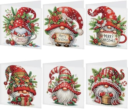 jinglinhh 6pcs Christmas Cup Gnome Diamond Art Painting Greeting Cards with Envelopes, DIY Card Making Kits for Adults, Diamond Art Postcards Holiday Cards Craft Gifts by Unknown