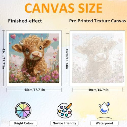 CRZMODE Highland Cow Paint by Numbers Kit for Adults, Cow Paint by Numbers for Adults, Acrylic Painting Crafts for Home Decor Gift (16x16inch) - Image 4