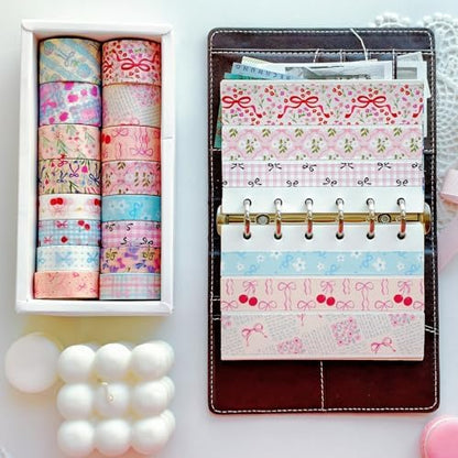 16 Rolls Vintage Washi Tape Set with Bowknot Patterns, Decorative Scrapbook Tape for Journaling Supplies, DIY Crafts and Bullet Journals - Image 3