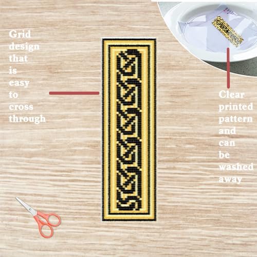 FREEBLOSS 6 Set Cross Stitch Bookmark Kit Cross Stitch Kit Celtic Knots Stamped Embroidery Bookmark with Instruction Cross Stitch Kits for Adults DIY Bookmark Kit 8.66''x3.15'' - Image 3
