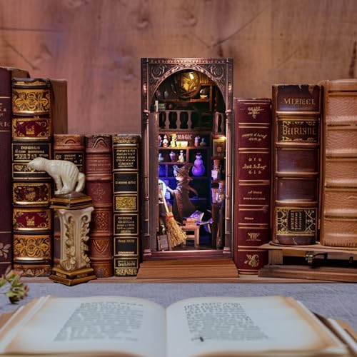 Magic Wizard Cat 3D Book Nook Kit, DIY Miniature House Booknook Dollhouse Kit for Adults and Teens, 3D Wooden Puzzle Bookend Bookshelf Insert Decor, Mini Magic House Model Build Gift - Image 6