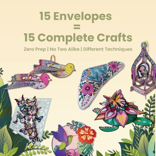 Craftikit Adult Paper Craft Kit for Women, 15 Bird & Butterfly Projects - Image 5