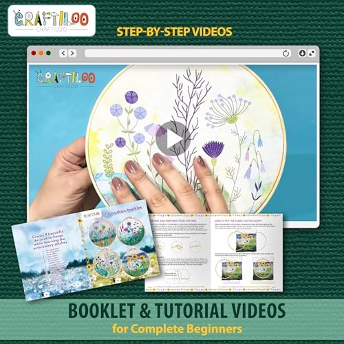 Embroidery Kit for Beginners Adults - 4 Floral Patterns, Learn 17 Stitches - Image 5