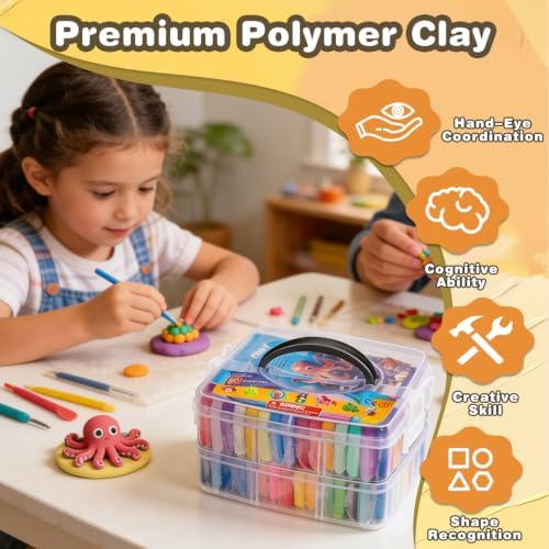 Ixiaoyoo 60 Colors Polymer Clay, Oven Bake DIY Modeling Clay for Kids - Image 5